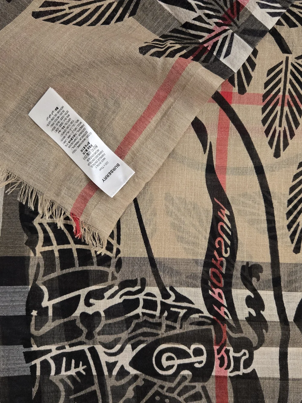 Burberry Wool Silk Check Scarf